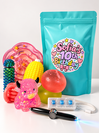 Sealed Mystery Bag with Fidgets and Custom Sticker